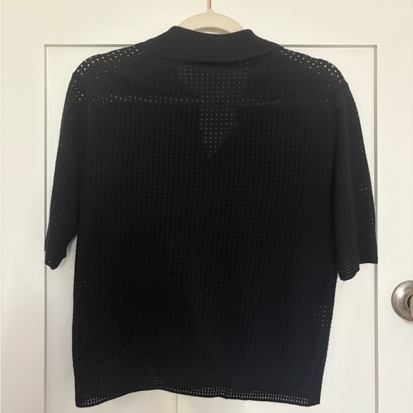 Massimo Dutti Black Knit Polo Shirt - Picture 2 of 5